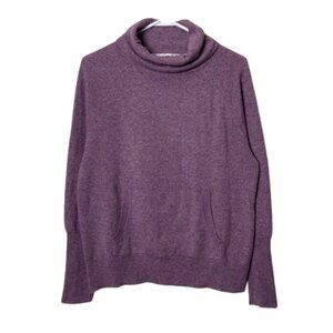 Max Studio heathered purple 2 ply cashmere cowl neck sweater womens M